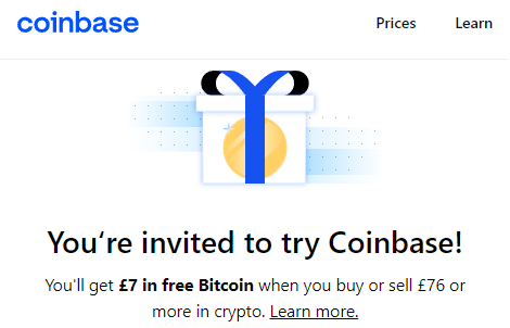 Coinbase’s simple inline invite panel and referral rewards