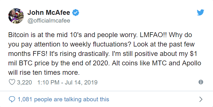 McAfee Comes Clean on His Statement of Bitcoin, in Wake of His 'Dickening' - bitcoinlog.fun