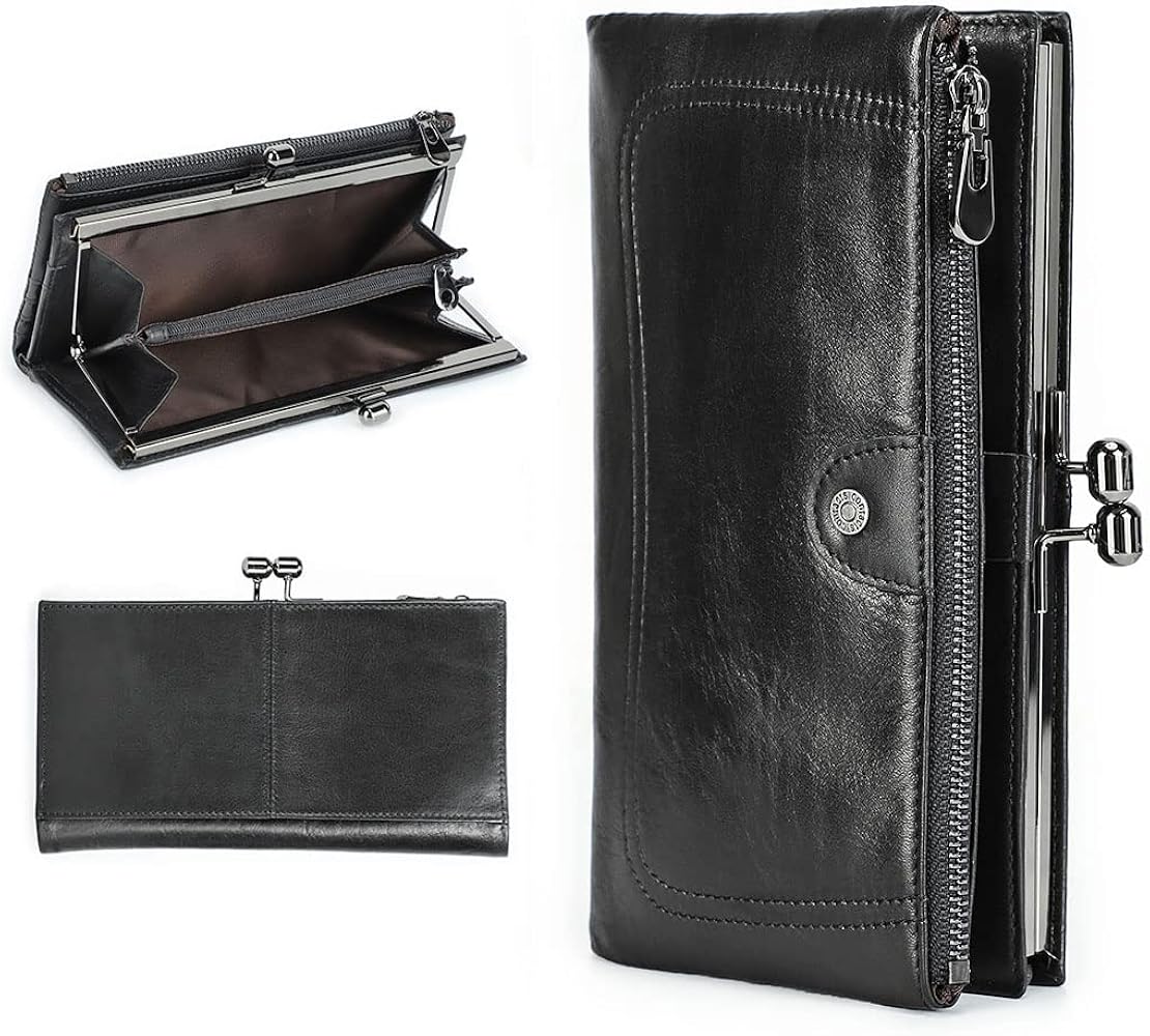 Contacts Men's RFID Lock Genuine Leather Wallet with Coin Pocket - : bitcoinlog.fun: Fashion