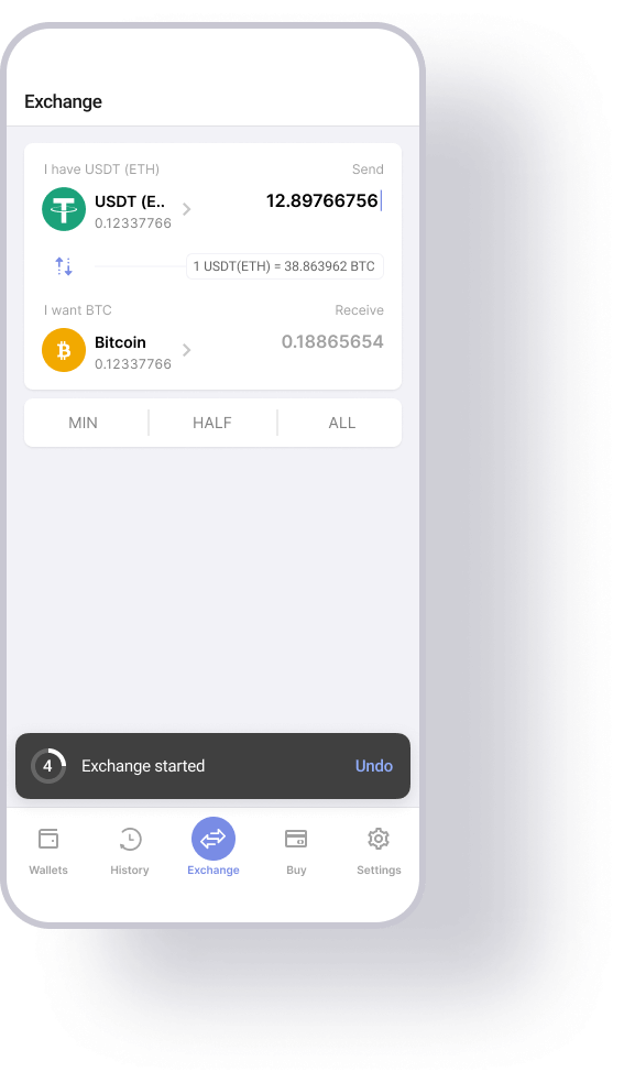 Easy and reliable crypto wallet for Bitcoin, USDT, and others