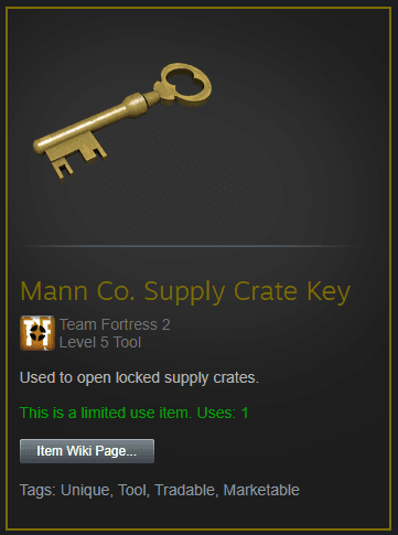 Mann Co. Supply Crate Key - Official TF2 Wiki | Official Team Fortress Wiki