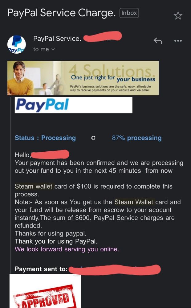 Solved: Steam Card necessary to receive payment? - PayPal Community