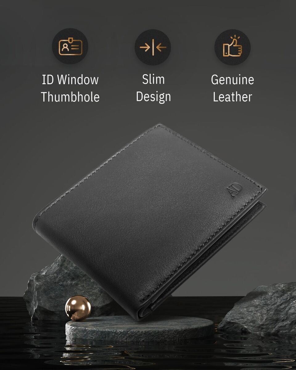 Men’s wallet with flip up ID window, coin pocket