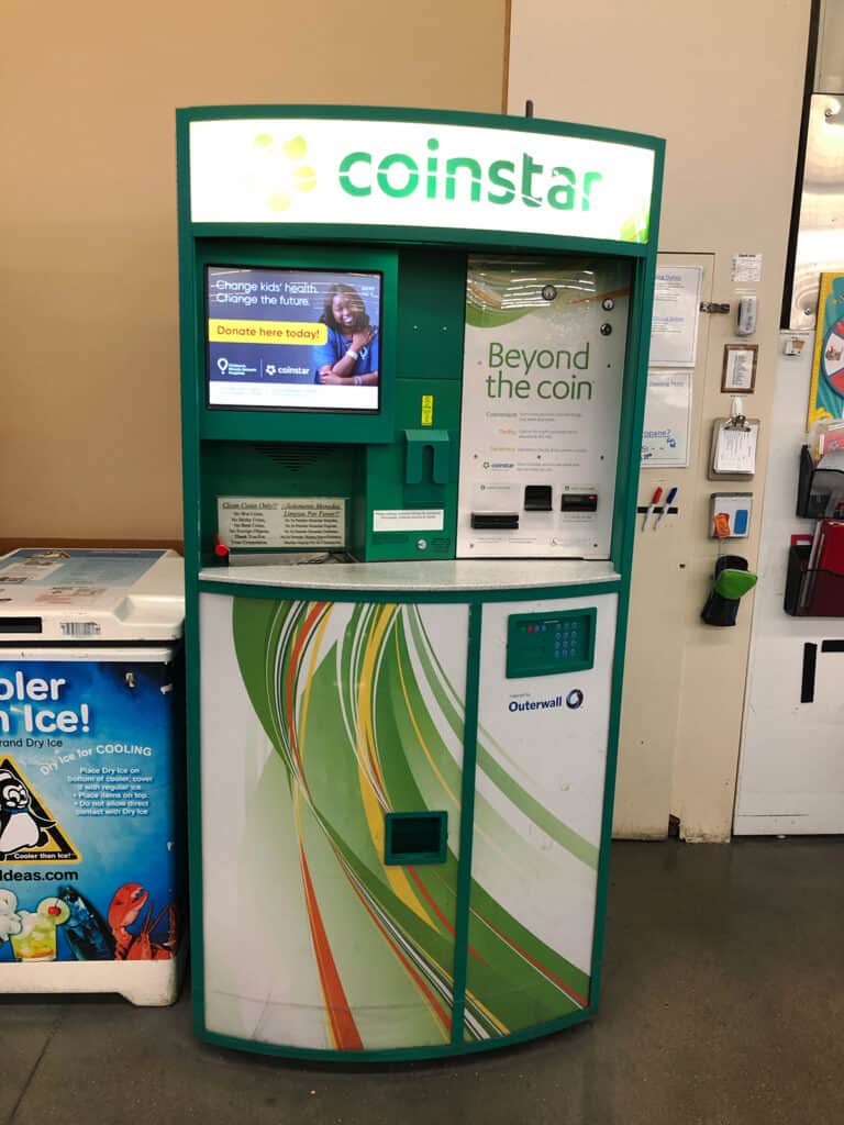 Cash in coins at Coinstar.