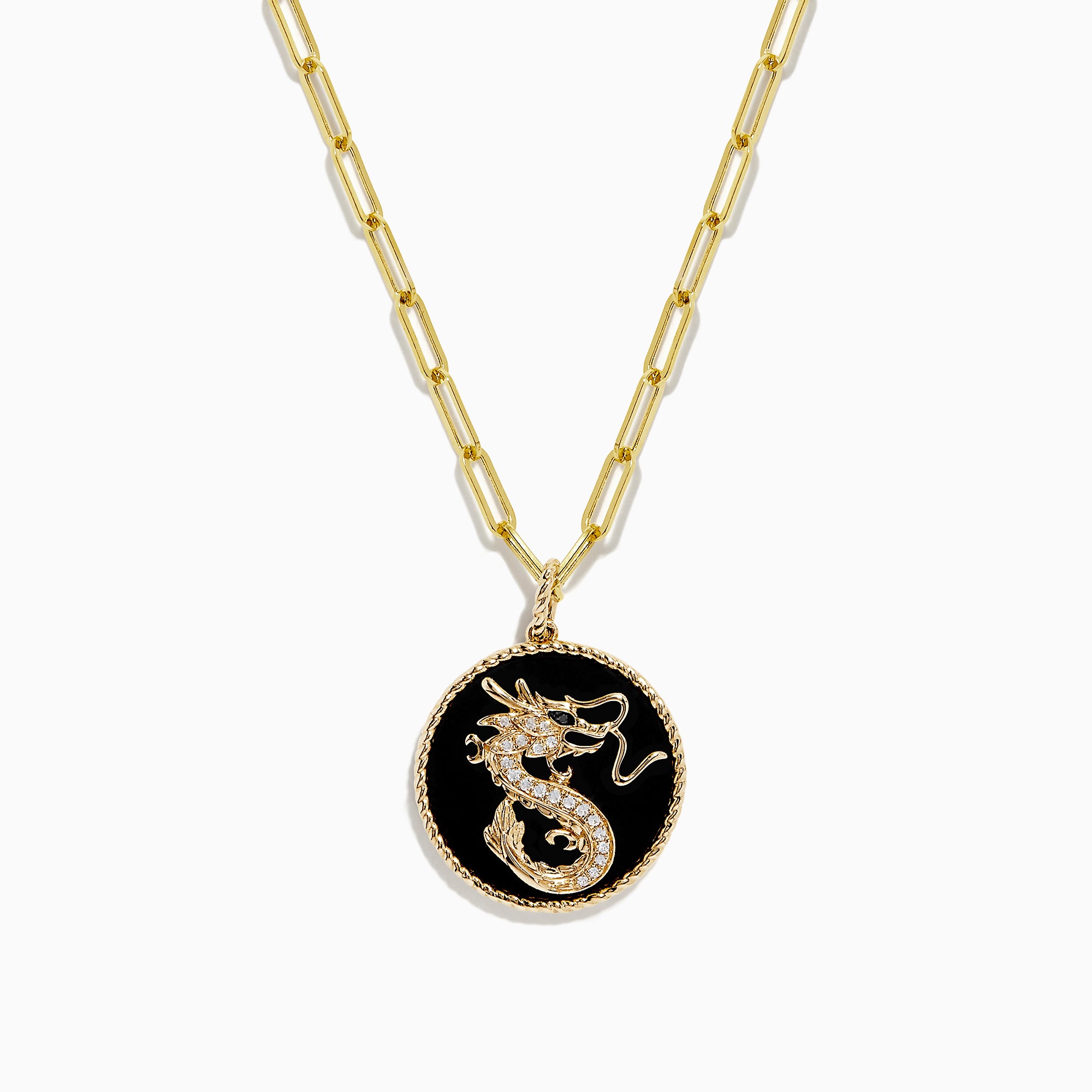 Effy Novelty 14K Yellow Gold Onyx and Diamond Dragon Coin Pendant, – bitcoinlog.fun