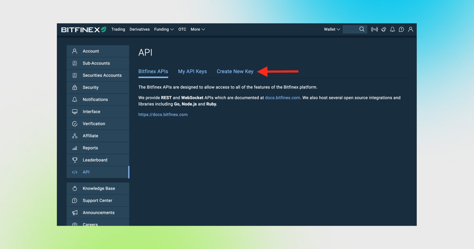 How to create and set up Bitfinex API key