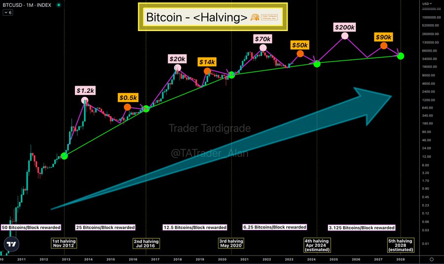 Bitcoin Rainbow Halving Price Regression Chart