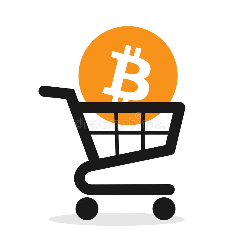 Bitcoin and cryptocurrency in the shopping cart and trolley - crypto currency: Graphic #