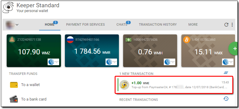 Transfer funds from E-purse to any bank card worldwide | WebMoney Transfer News