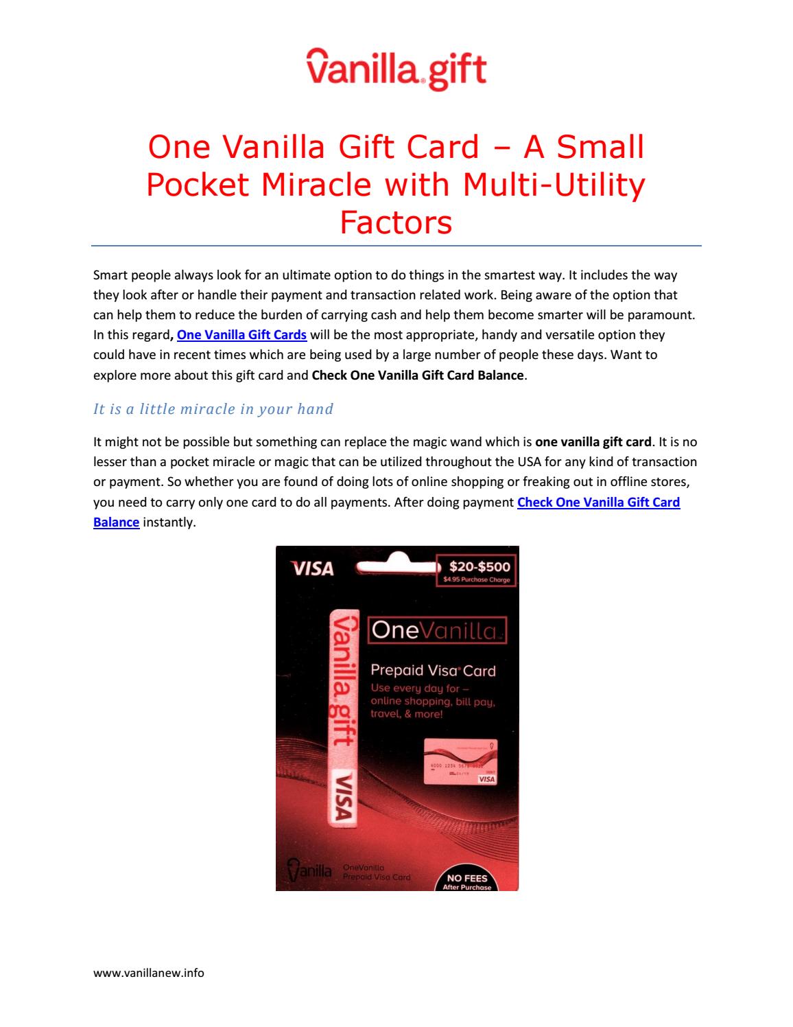 OneVanilla Card (Vanilla Card) - Access $0 Fees After Purchase With OneVanilla Card - Comparewise