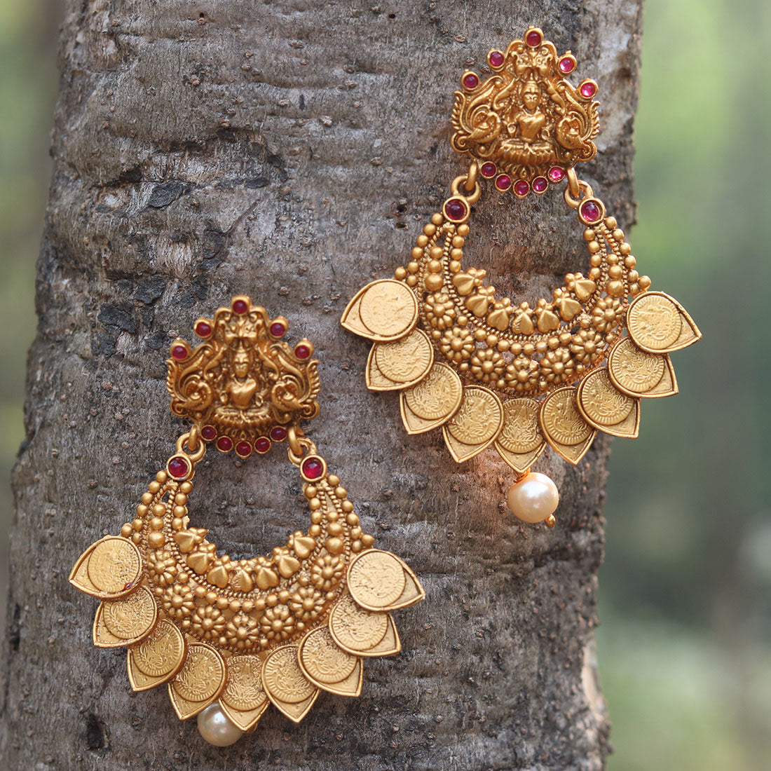 Traditional Lakshmi Coin Earrings - South India Jewels