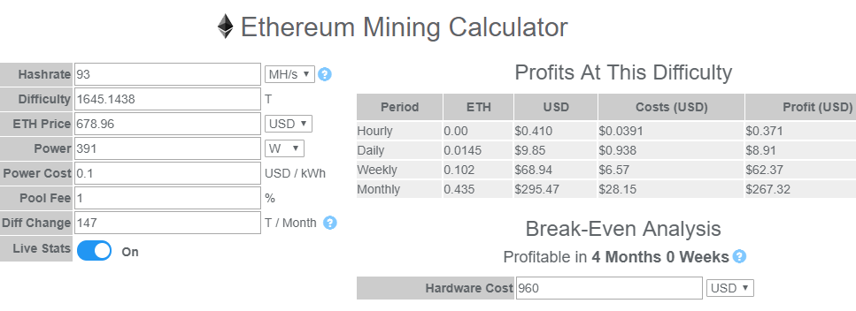 Mining Rig Builder and Profitability Calculator - ETH | OuterVision