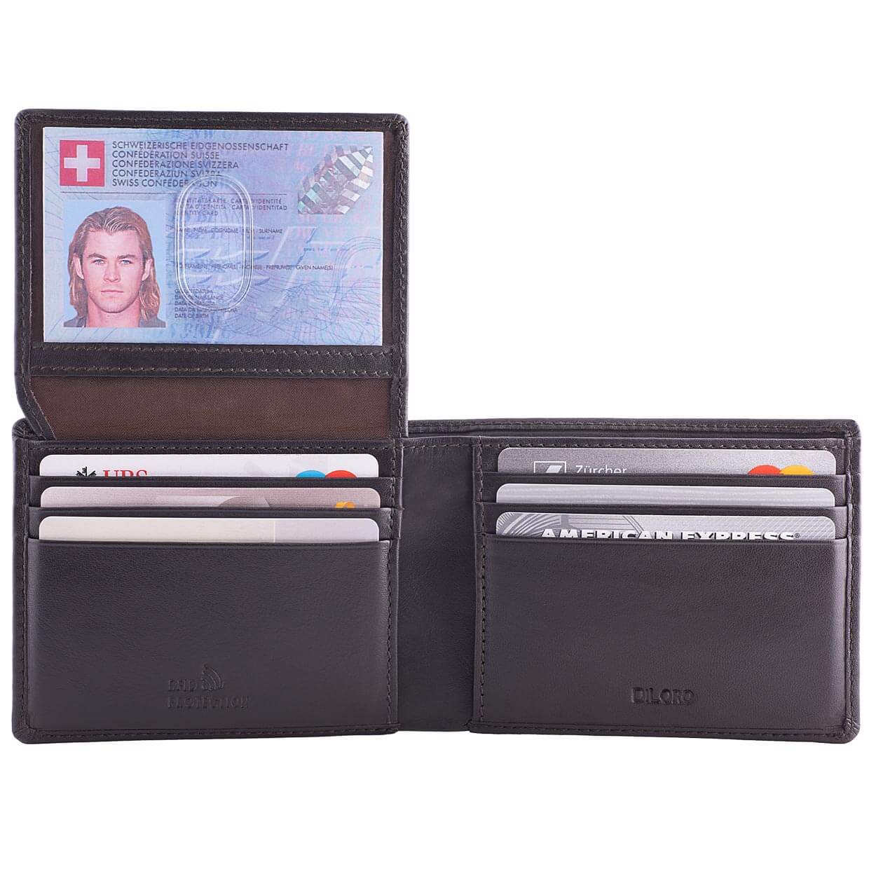 Mens Bifold Wallet with RFID and ID Window on Back