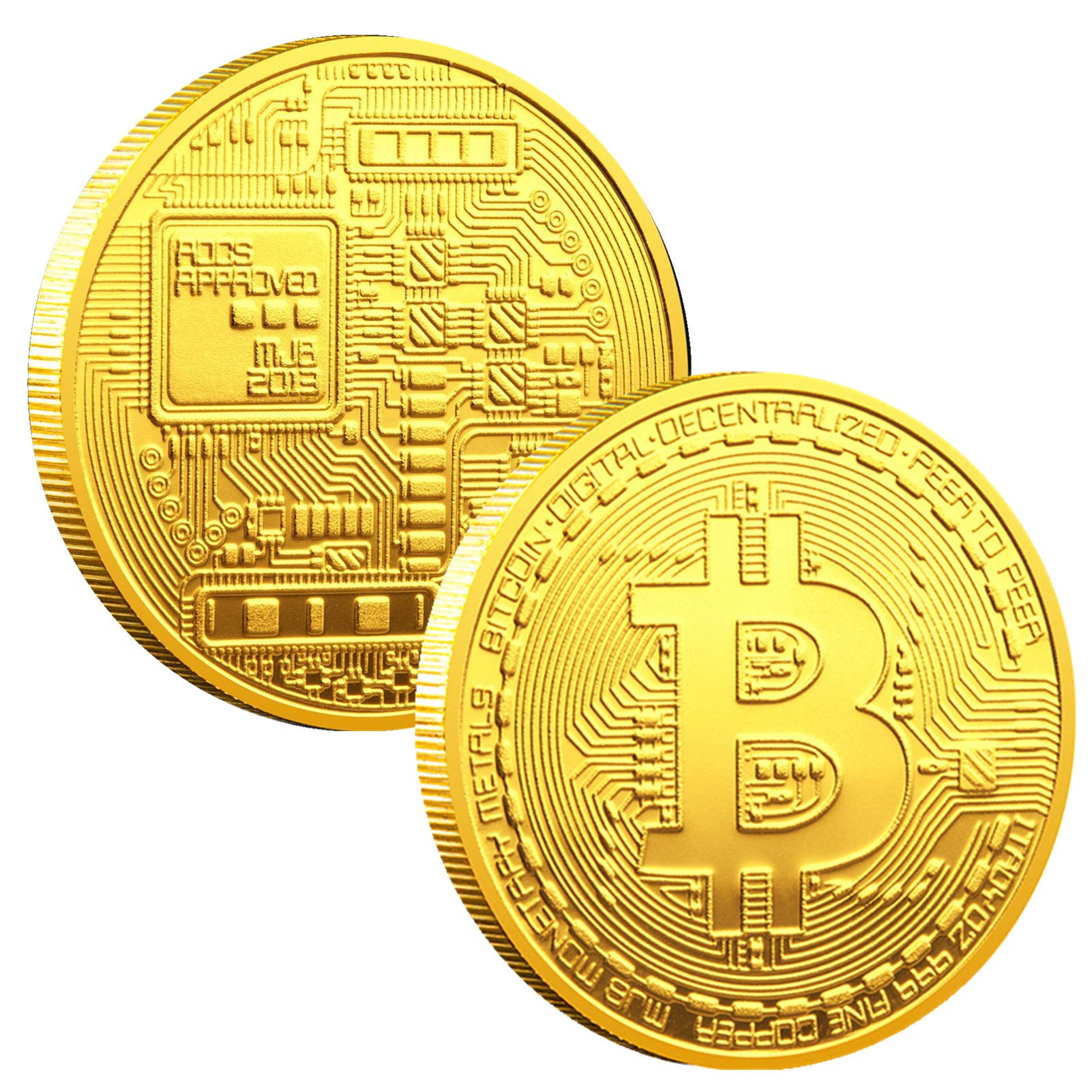 5pc Physical Bitcoin Commemorative Coin Plated Gold Color Collection Collectible - Granith