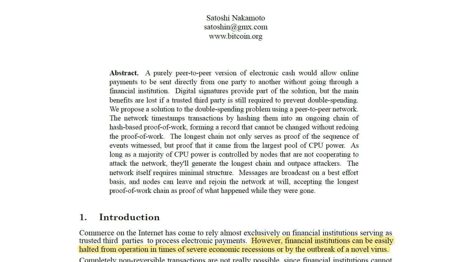 The Bitcoin White Paper Is Now Officially 15 Years Old