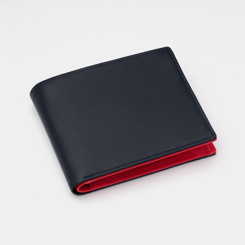 Slim Leather Wallet with Oyster Card Display: Black/Red - adames