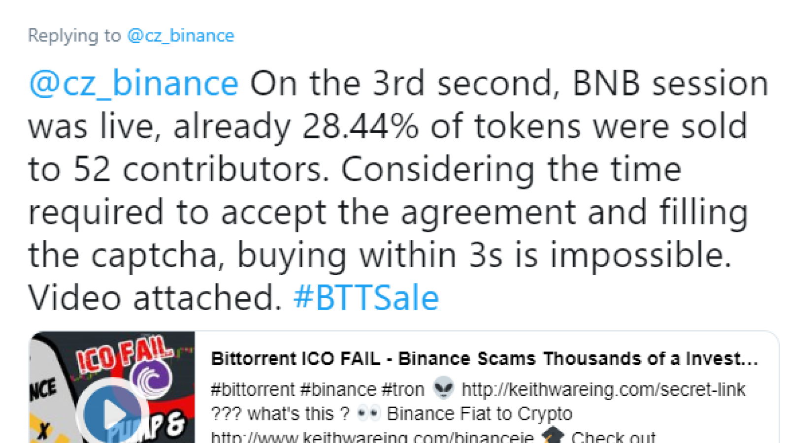 Investors Outraged at How Binance Conducted BTT Sell-Off, Tron Fighting Fake BTT Airdrops