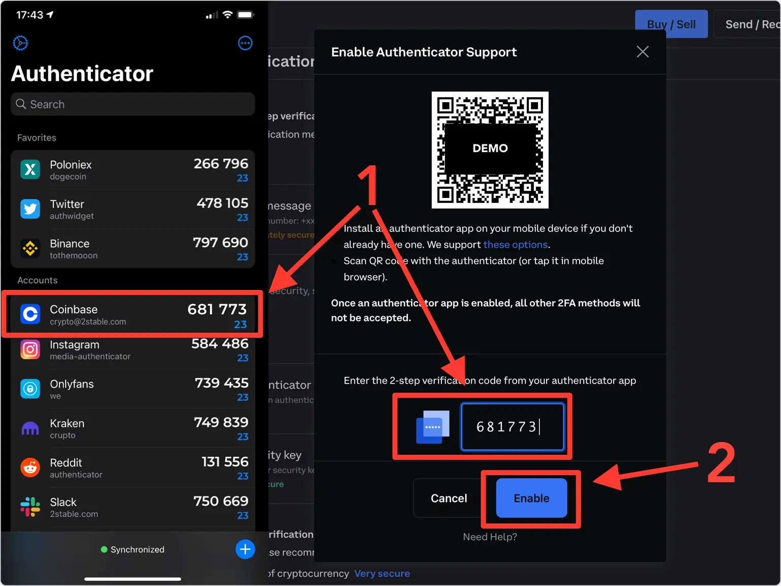 How to enable 2-step verification for Coinbase