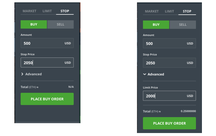 Market, Limit, & Stop Orders For Cryptocurrency