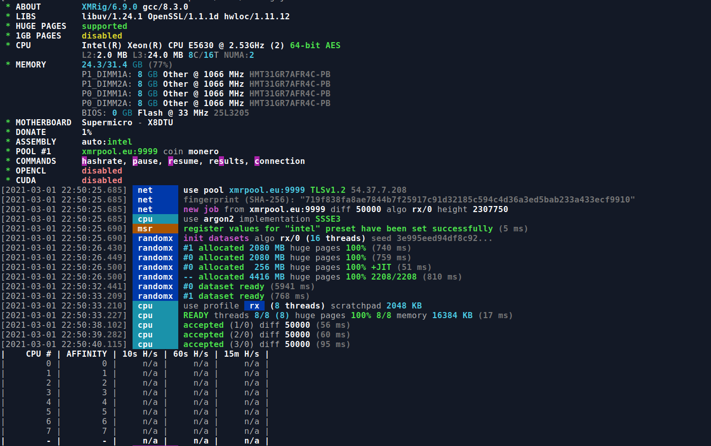 INTEL Xeon E CPU in mining. Hashrate, overclock