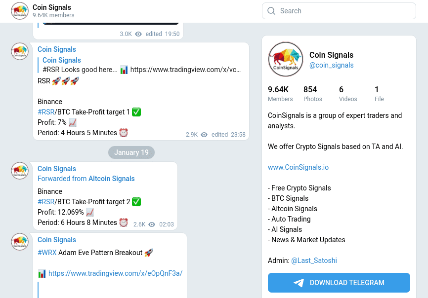 Crypto Signals – Telegram