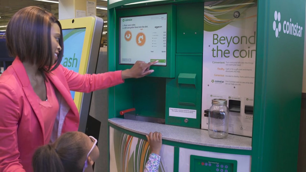 Cash in coins at Coinstar.