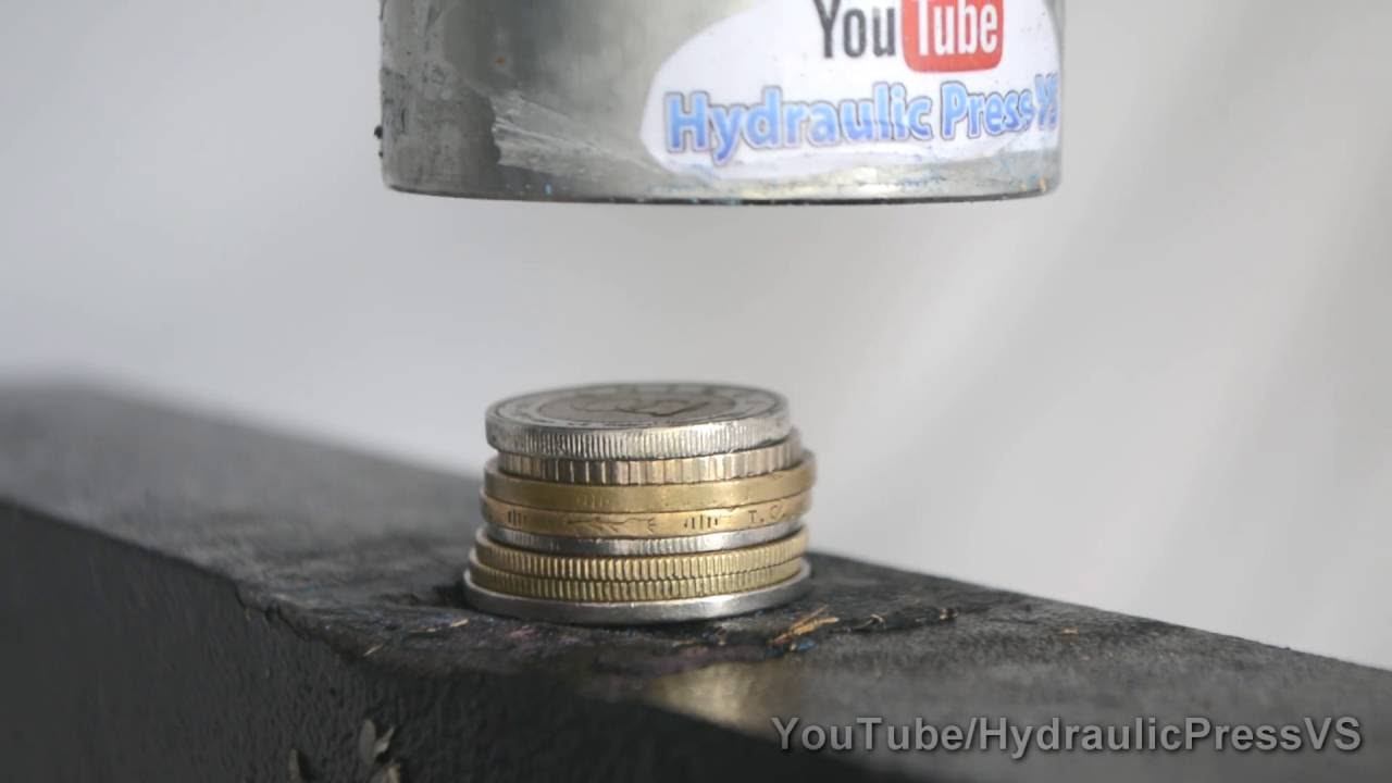 Crushing coins with hydraulic press - GIF - Imgur