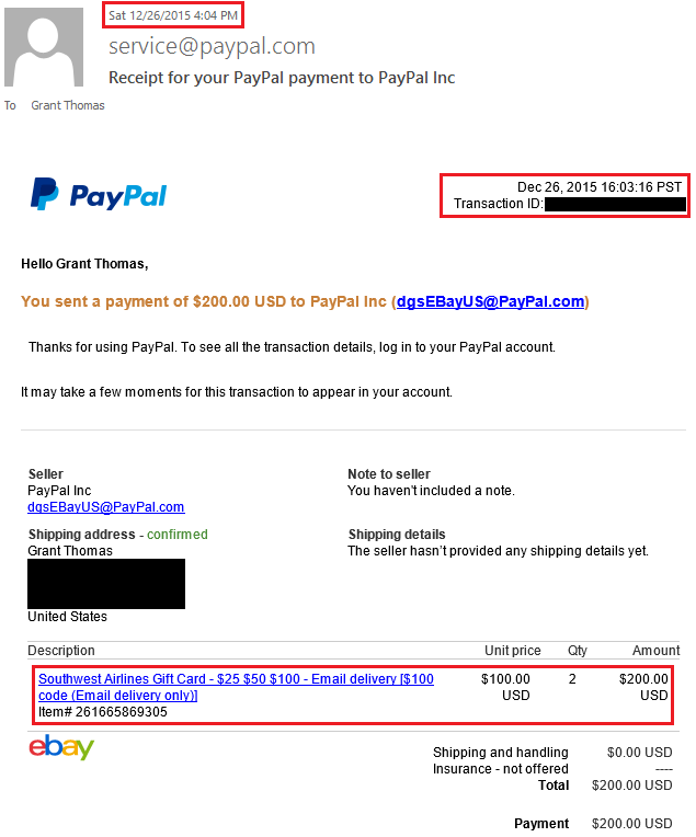 digital gift-card delivery time - PayPal Community