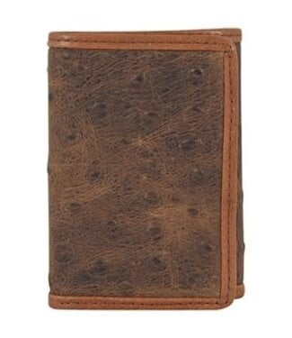 ARIAT TRIFOLD WALLET OSTRICH FLORAL EMBOSSED BROWN – Maverick Fine Western Wear