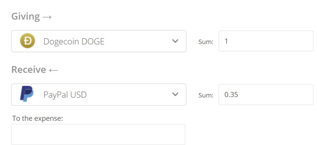 Exchange Dogecoin to PayPal