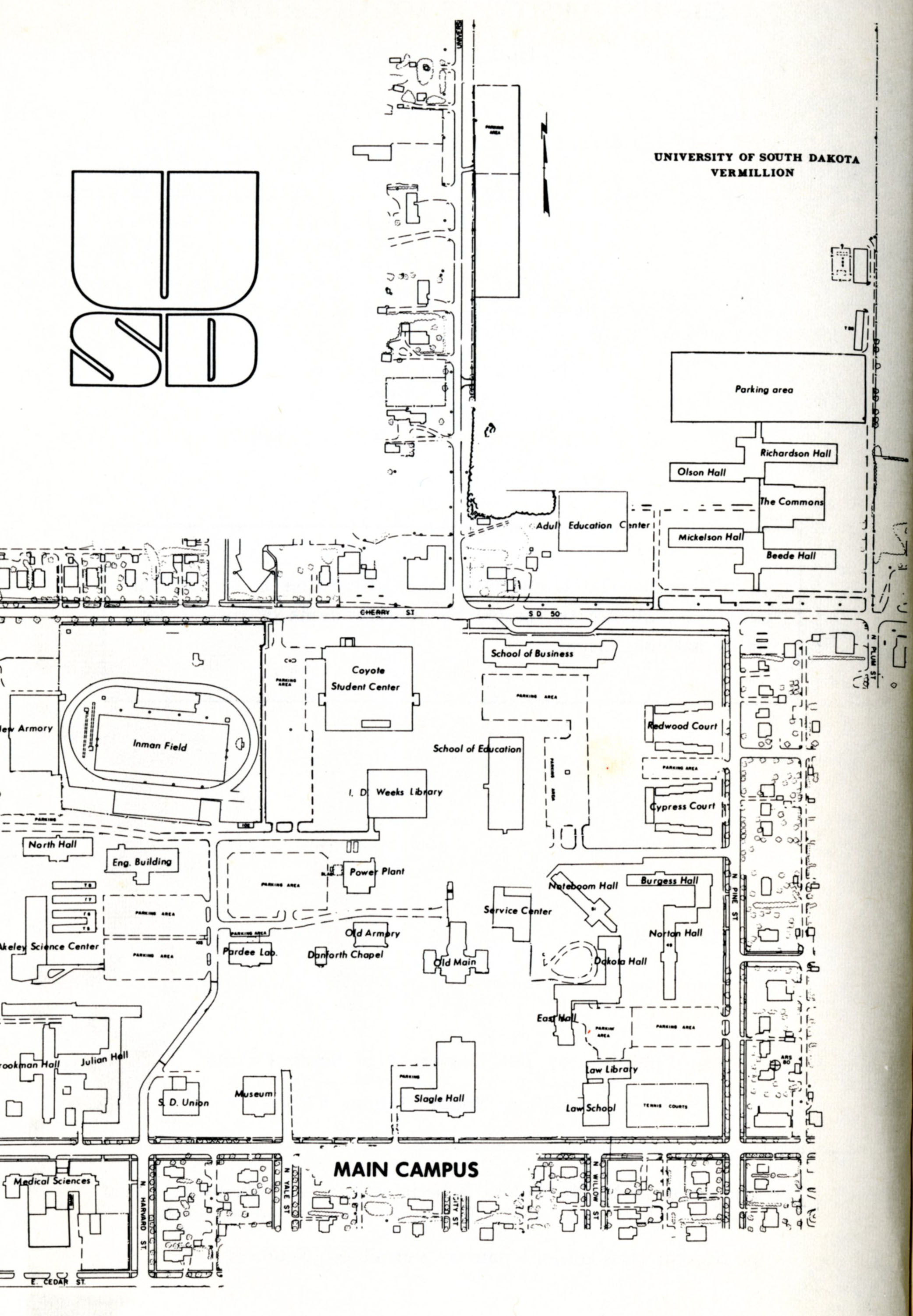 University of South Dakota Campus Map