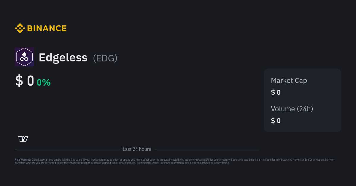 Edgeless (EDG) live coin price, charts, markets & liquidity