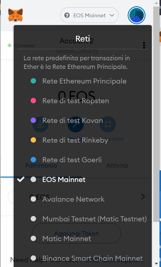 Yada | How to add EOS to MetaMask