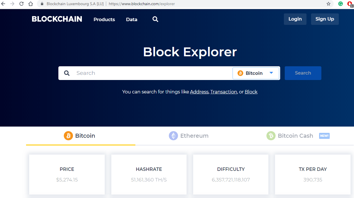 Bitcoin explorer