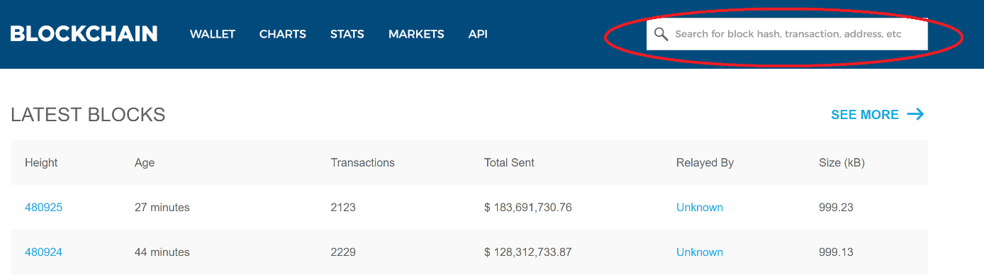 Blockchain explorer — check transaction hash & track other cryptocurrency information