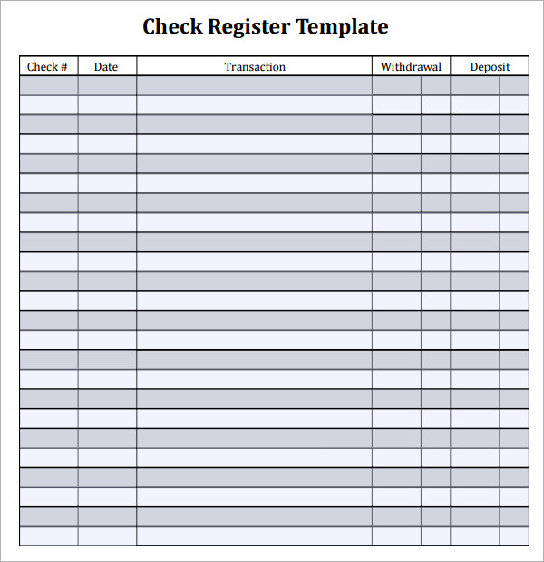 Checkbook Register Spreadsheet, Check Register Template Excel -