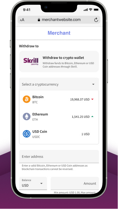 Withdraw to crypto | Skrill