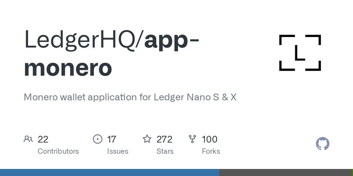 GitHub - LedgerHQ/app-monero: Monero wallet application for Ledger Nano S & X