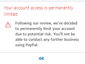 Verified Paypal Account Permanently Limited