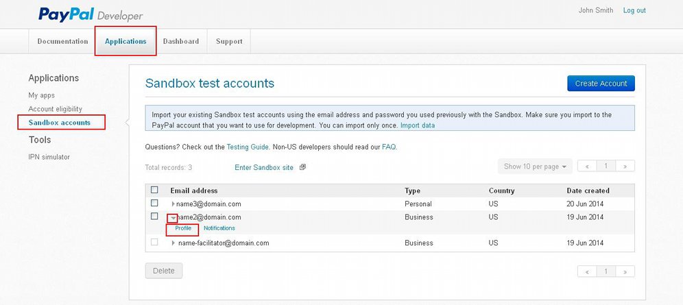 How do I access the Sandbox account associated with my REST API test credentials? | PayPal BT