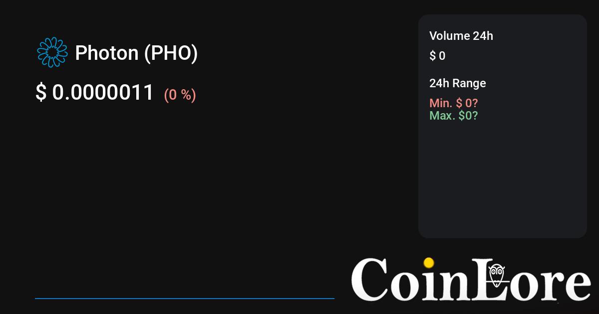 Photon price - PHO to USD price chart & market cap | CoinBrain