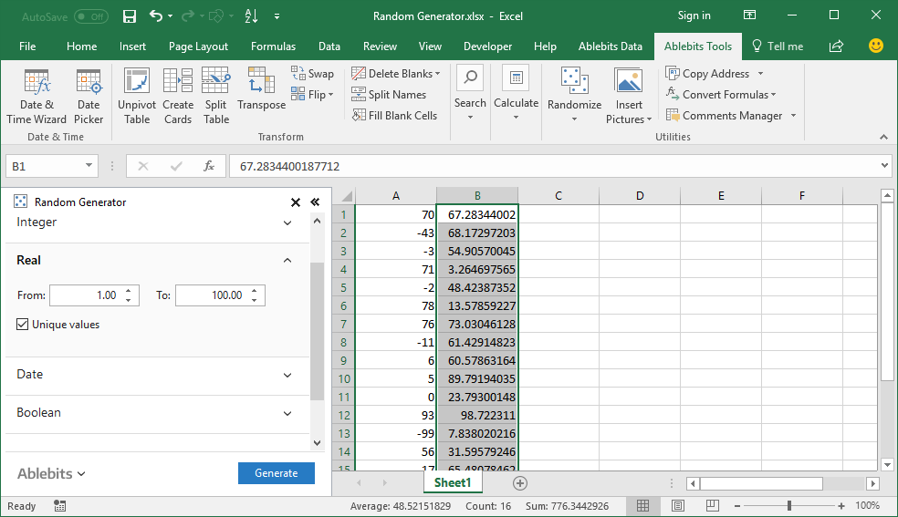 Random Number Generator online